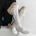 Calzini coprigambe con cravatta al polpaccio da donna punk Calzini con cinturino al polpaccio per balletto Calza sottile Y2K Calzini cosplay Lolita gotico giapponese JK Club