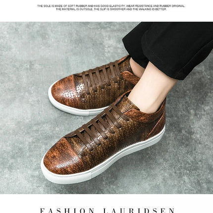 High-Quality Men Skateboard Shoes 2025 Fashion Large Size 46 Men's Leather Casual Shoes High Top Print Designer Luxury Shoes Man