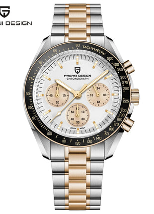 Nuovo Orologio da Uomo PAGANI DESIGN Gold Moon 2026, Cronografo Sportivo al Quarzo VK63, con Vetro Zaffiro AR, Impermeabile, Luminoso, in Acciaio Inossidabile, Lunetta in Ceramica, Regalo