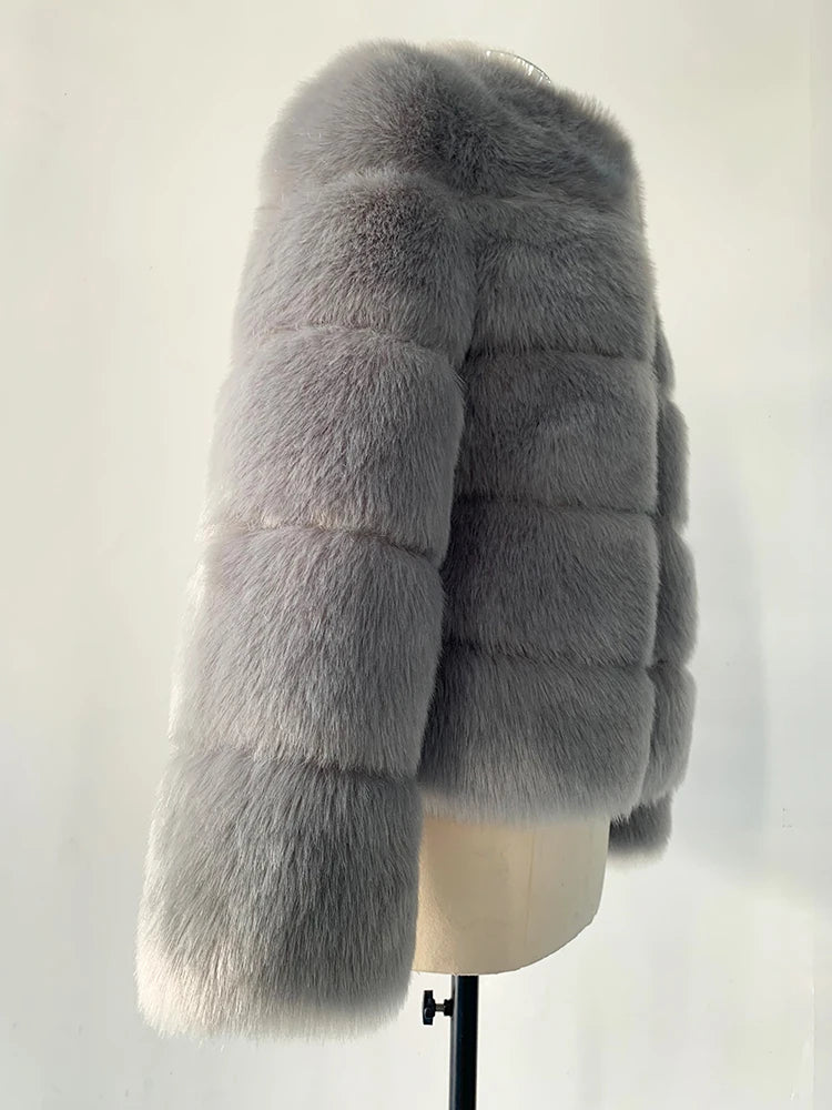 ZADORIN Fashion Thick Warm Winter Coat Woman Luxury Faux Fox Fur Coat Jackets Woman Stand Fur Collar Fake Fur Jacket Outerwears