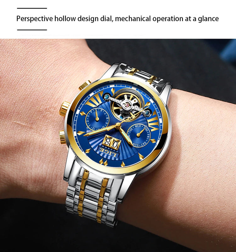 Orologi da Polso Meccanici Automatici LIGE 2026 per Uomo, Marca di Lusso, Orologio da Uomo con Tourbillon, Moda Business, Impermeabile platinumshop