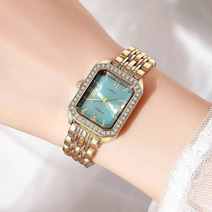 Orologi da donna rettangolari alla moda Orologio da donna al quarzo con strass Orologio da polso con cinturino Reloj Mujer (senza scatola) platinumshop