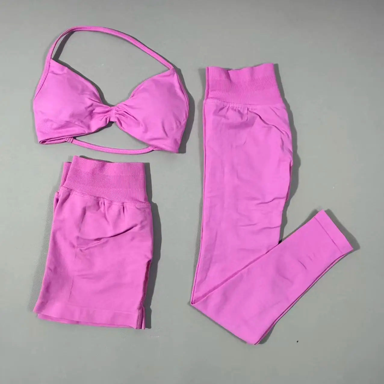 Yoga fitness set 3pcs Impact Gym Set Women Bras and Yoga Set High Waist Scrunch Seamless Shorts Fitness Clothes Activewear Work