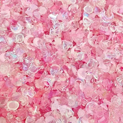 500-600pcs Mixed Aurora Pink Bow/Flower Nail Charms 50g Kwaii Resin Butterfly,Bowknot Y2K Nail Art Decorations DIY Manicure Part