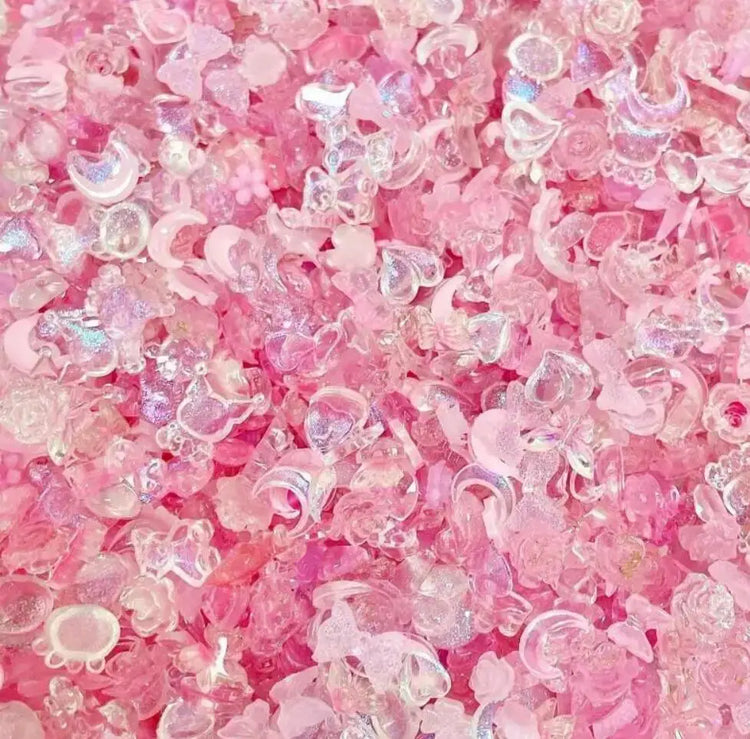 500-600pcs Mixed Aurora Pink Bow/Flower Nail Charms 50g Kwaii Resin Butterfly,Bowknot Y2K Nail Art Decorations DIY Manicure Part