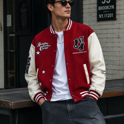 Veidoorn Street Fashion Baseball Jacket Unisex Casual Loose Baseball Coat Men Outdoor Streetwear Sport Er Jacket Daily Wear