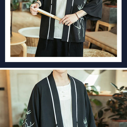 Japan Samurai Shirt uomo ricamato Kimono giapponese manica corta Cardigan uomo estate sottile moda Casual Yukata Cardigan Top uomo