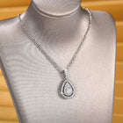 Huitan Luxury Crystal Necklace for Women Engagement Wedding Trend Sparkling Cubic Zirconia Pendant Necklace Statement Jewelry PlatiNum