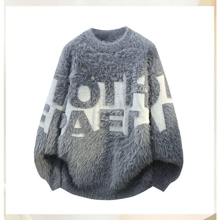 2026 Winter Fashion Sweater Men Casual Knit Pullovers Mens Thick Warm letter pattern Sweaters Men's Daily Warm sweaters male