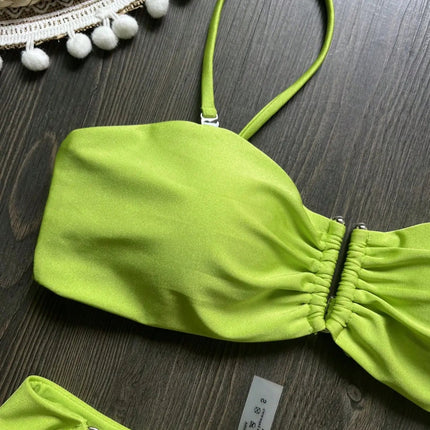 Bikini a Fascia Push-Up Donna 2024, Costume da Bagno Sexy Femminile, Set Bikini Brasiliano con Perizoma, Tinta Unita, Abbigliamento da Spiaggia platinumshop