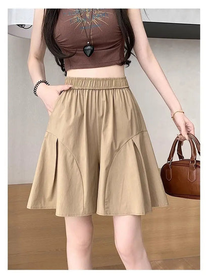 Shorts Womens Woolen High Waist Double Deck Winter Office Lady Mature Classic Elegant Commuter Flannel Warm Formal Workwear