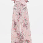 Nuovi jeans ricamati rosa stile cinese da donna Pantaloni estivi casual a gamba larga lunghi fino al pavimento con design stampato