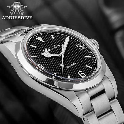 ADDIESDIVE Men's VH31 Quartz Watch Super Luminous 36mm Bubble Glass Wristwatch 100m Waterproof 316L Stainless Steel Watches Male