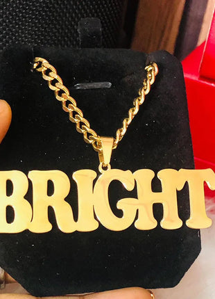 Collana con ciondolo personalizzato di grandi dimensioni, catena cubana spessa, collana con nome di personalizzazione hip-hop, gioielli di moda PlatiNum