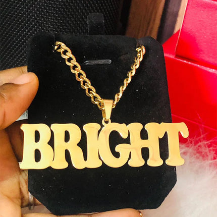 Collana con ciondolo personalizzato di grandi dimensioni, catena cubana spessa, collana con nome di personalizzazione hip-hop, gioielli di moda PlatiNum
