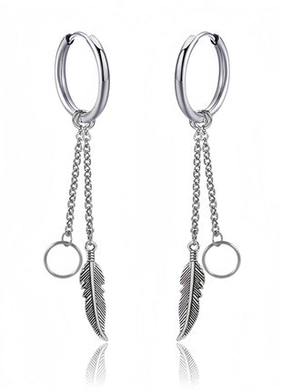 Long Hanging Crosses Leaves Pendants Hoops Woman Earrings Man Vintage Stainless steel Hip Hop Ear Piercing Jewelry Accessories PlatiNum