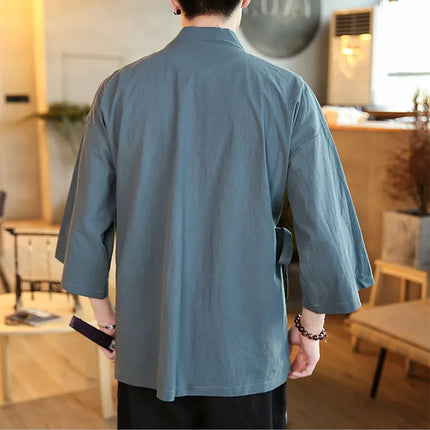 Camicie Kung Fu Stile Cinese, Abbigliamento Tradizionale Tai Chi, Completo Tang in Tinta Unita, Bluse Casual Comode in Cotone per Uomo