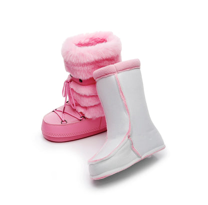 Women's Furry Boots New Warm Skiing Winter Boots Women Space Boots Trendy Ladies Winter Shoes Non-slip Girls Snow Boots