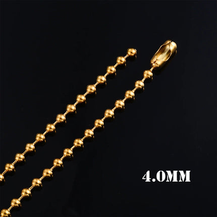 Accessori per gioielli con collana di perline rotonde con catena a sfera in acciaio inossidabile color oro da 1,2 mm-4.0 mm per pendente PlatiNum