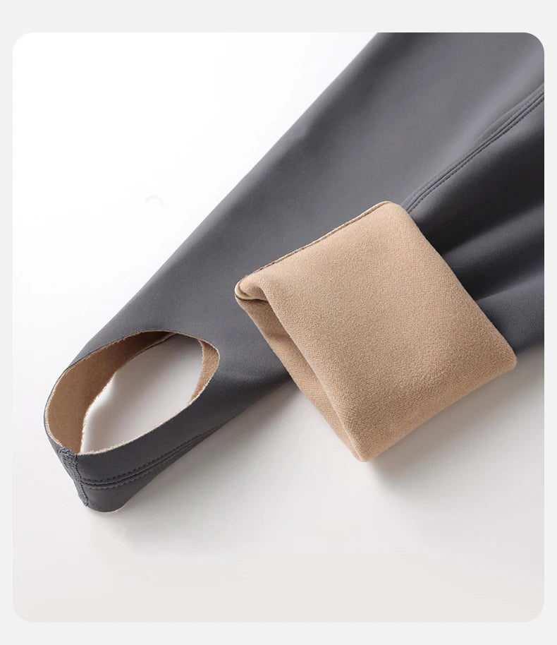 BIVIGAOS Autumn Winter Thick Foot Pants Sharkskin Leggings Women's Rabbit Fleece Warm Leggings High Waist Elastic Non Trace Yoga