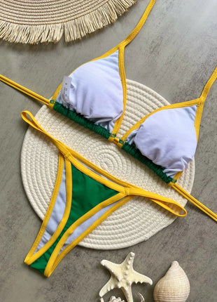 Costume da Bagno Bikini Brasiliano Ricamato a Contrasto con Patchwork per Donna - Set Estivo da Spiaggia platinumshop