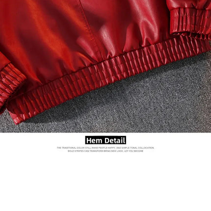 2026 New Men's American Racing Style Printed Leather Jacket Fashion Stand Collar Motorcycle Biker Coat Casual Outerwear PU