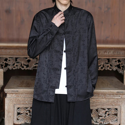 Camicie con stampa Abito tradizionale cinese Tang Camicie comode e traspiranti retrò Kung Fu Tai Chi Camicette casual Abbigliamento da uomo