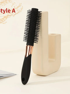 Portable Black Round Hair Brush Curling Styling Hair Comb Easy to Use Salon Hair Tool