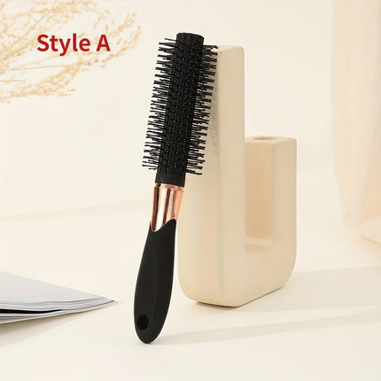 Portable Black Round Hair Brush Curling Styling Hair Comb Easy to Use Salon Hair Tool