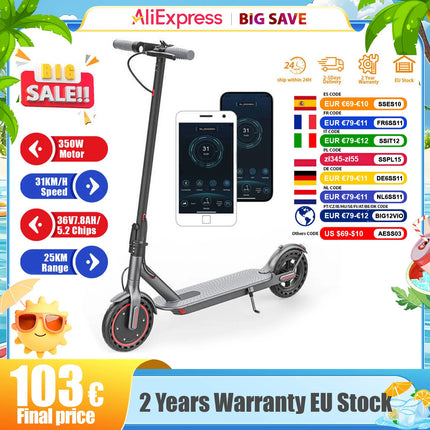 Scooter elettrico JUICEASE TX01 per adulti 7.8Ah 350W Motore potente fino a 31KM/H Velocità Smart APP Scooter elettrico con 5.2 chip