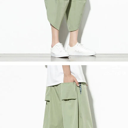 Pantaloncini Harem da Uomo Estivi 2026 Traspiranti Leggeri Sottili Comodi Tinta Unita Alta Qualità Oversize Lunghezza Polpaccio