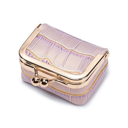 Crocodile Patterned Kiss Lock Coin Purse Square Genuine Leather Leather Jewelry Bag Mini Multifunctional Small Item Bag Storage PlatiNum