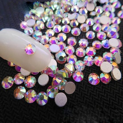 AB/Clear 1 Bag Nail Rhinestones Sizes SS3-SS12 1440 pcs Nail Art Decoration Flatback Glass Stones Shiny Gems DIY Gems nail accessories
