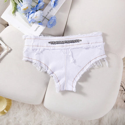 Womens Low Waist Denim Jeans Shorts Hottie Sexy Nightclub Mini Shorts Pants Jeans Slim Young Ladies White Pole Dance Hotpants PlatiNum