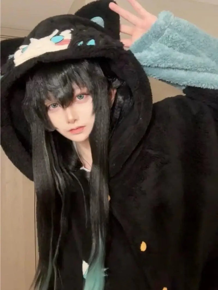 Demon Slayer Kanroji Mitsuri Tokito Muichiro Women Autumn Winter Loungewear Coral Fleece Robe  Love Hashira Cosplay Home Pajamas