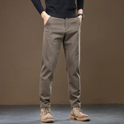 2026 New Autumn Winter Slim Straight Casual Pants Men Business Pants Trousers Male Work Clothes Black Gray Coffee Mens Clothing