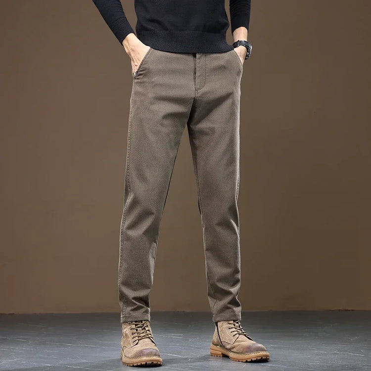 2026 New Autumn Winter Slim Straight Casual Pants Men Business Pants Trousers Male Work Clothes Black Gray Coffee Mens Clothing