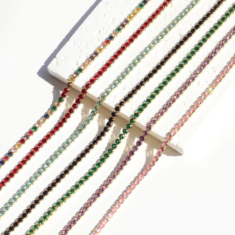 Lusso AAA + 3mm CZ 1 fila lucida catena da tennis collana HipHop ghiacciato Bling zircone cubico girocollo gioielli placcati in oro per le donne