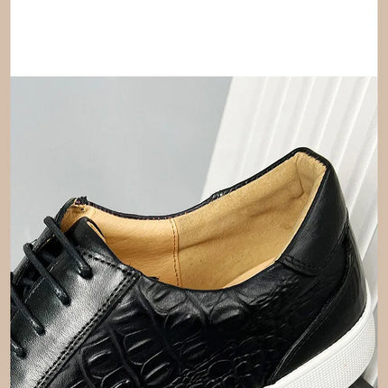 Newest 2025 Spring Men Genuine Leather Casual Sneakers Lace Up Handmade Crocodile Design Men Daily Leather Footwear Purple