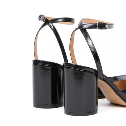Crossed Ankle Belt Buckle Split toe Sandals Women Brand Designer Slingback Tabi Chunky High Heels INS Fashion Girls Shoes 2025 PlatiNum