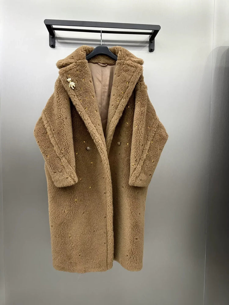 Max Teddy Coat 62% Alpaca 26% Wool 12% Silk Coat Winter Thicken Women's Coat