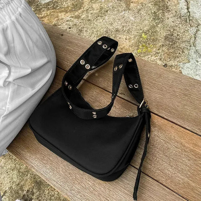 Women Armpit Bag New Nylon Bucket Fashion Solid Zipper SOFT Shoulder Bag Purses and Handbags Luxury Designer Black Tote Bag PlatiNum