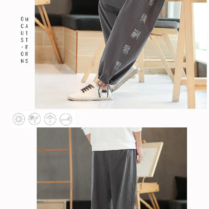 2024 autunno stile cinese pantaloni Casual alla moda moda Versatile High Street Sports Harun Pants Hombre collant larghi a gamba larga