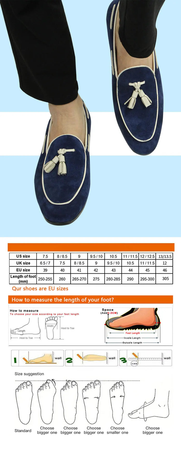Mocassini Penny Blue da Uomo, Scarpe Casual Estive con Nappe, per Ufficio e Uso Quotidiano, in Pelle Scamosciata di Alta Qualità, Personalizzabili