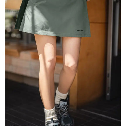 Maden New Outdoor A-Linien Skort Shorts Sommer Damen Leicht Wandern Elastischer Bund Hosenrock Freizeit Vielseitige grüne Hose