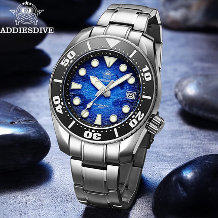 ADDIESDIVE Watches For Men Sapphire Luxury NH35 Mechanical Wristwatch 200m Waterproof Ceramic Bezel BGW9 Luminous Diving Watch