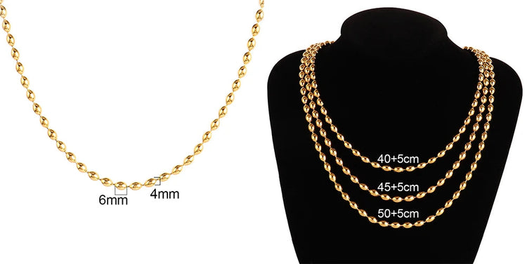 316 Stainless Steel Necklaces For Women Necklace Long Beads Chain Necklace Choker Necklace Bead Necklace Fashion Jewelry Gift PlatiNum