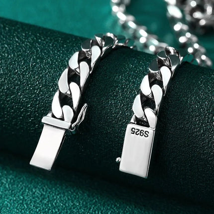 100% S925 Collana in argento sterling Bracciale Punk S925 Gioielli in argento Non sbiadisce mai Carry certificato Uomo Donna Gioielli Regali platinumshop