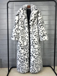 ZADORIN 130cm Long Fluffy Woman Leopard Faux Fur Coat Y2K Clothes Luxury Warm Faux Fur Jackets Winter Coats For Woman Outerwears