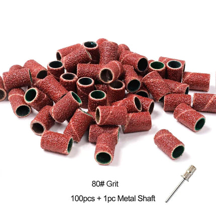 Nail Sanding Ring Bands 80/120/180/240 Grit Electric Manicure Drill Grinding Heads UV Gel Polish Removal Pedicure Abrasive Tools 2028
